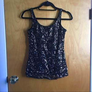 Black tank top with gold sequins